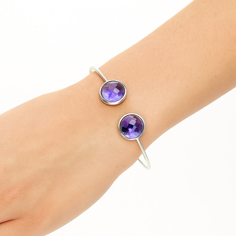 Premium Quality Amethyst Checker Cuff Bangle Bracelet B-1004 11-EB10007