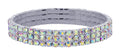 #11949ABS - 3 Row Stretch Rhinestone Bracelet - AB Silver