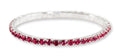 #11950 Single Row Stretch Rhinestone Bracelet - Fuchsia Crystal  Silver