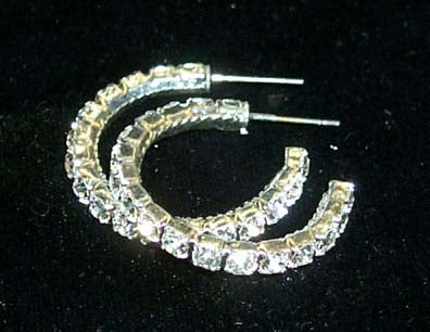 #12155 1" Rhinestone Hoop Earrings