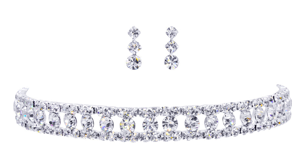 #12381 - Stretch Diamond Shape Necklace and Earring Set