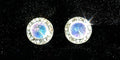 #12535 AB 11mm Rondel with Rivoli Button Earrings