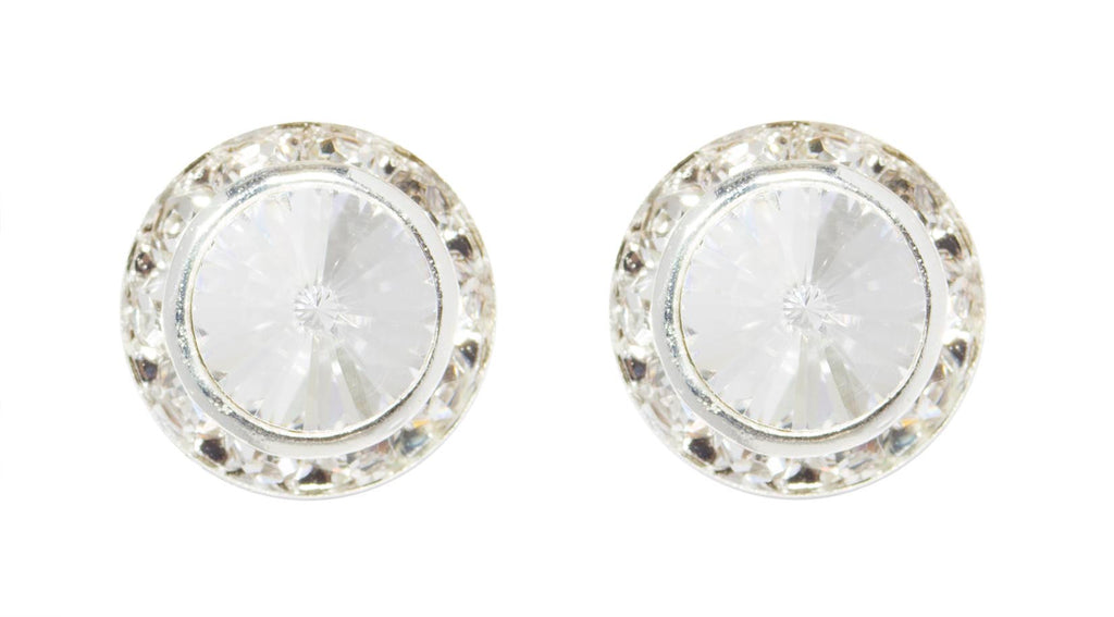 #12536 13mm Rondel with Rivoli Button Earrings