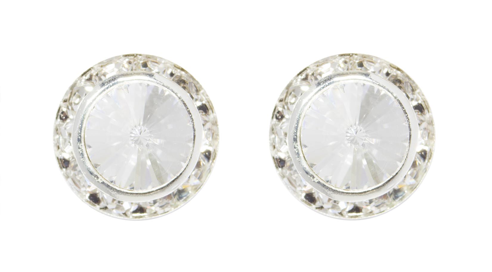 #12536 13mm Rondel with Rivoli Button Earrings