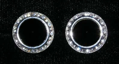 #12537 Jet 16mm Rondel with Rivoli Button Earrings