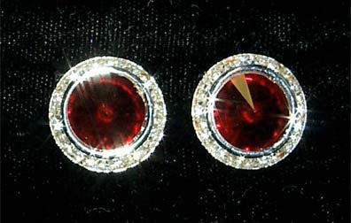 #12537 Siam 16mm Rondel with Rivoli Button Earrings