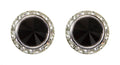 #12537 Jet 16mm Rondel with Rivoli Button Earrings