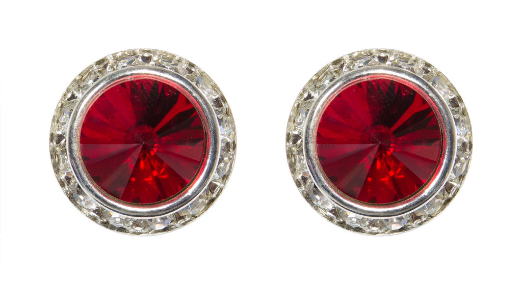 #12537 Siam 16mm Rondel with Rivoli Button Earrings