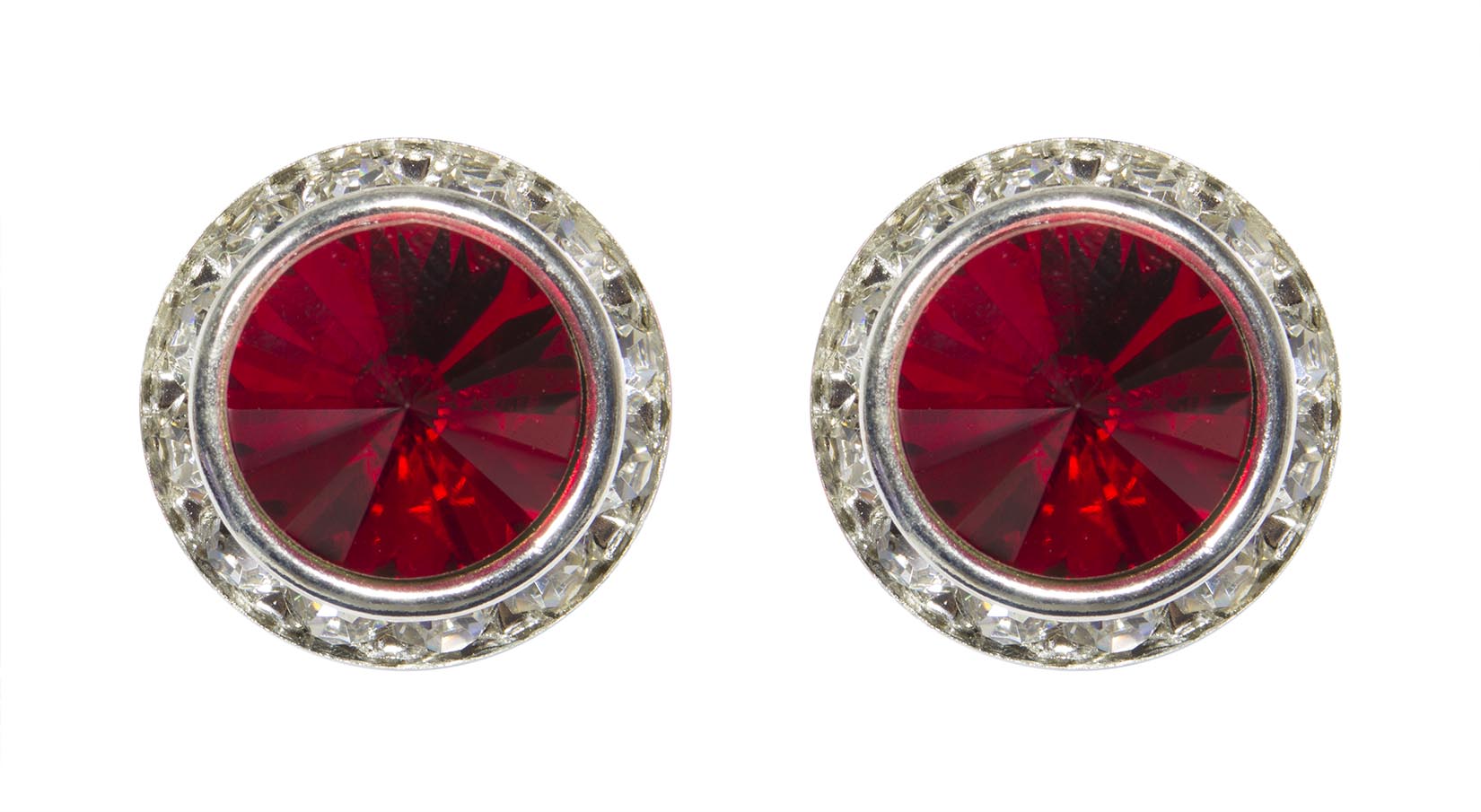 #12537 Siam 16mm Rondel with Rivoli Button Earrings