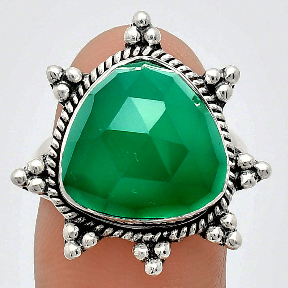 Premium Quality Green Onyx Checker Ring size-8 R-1234 21-ER10273