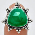 Premium Quality Green Onyx Checker Ring size-8 R-1234 21-ER10273