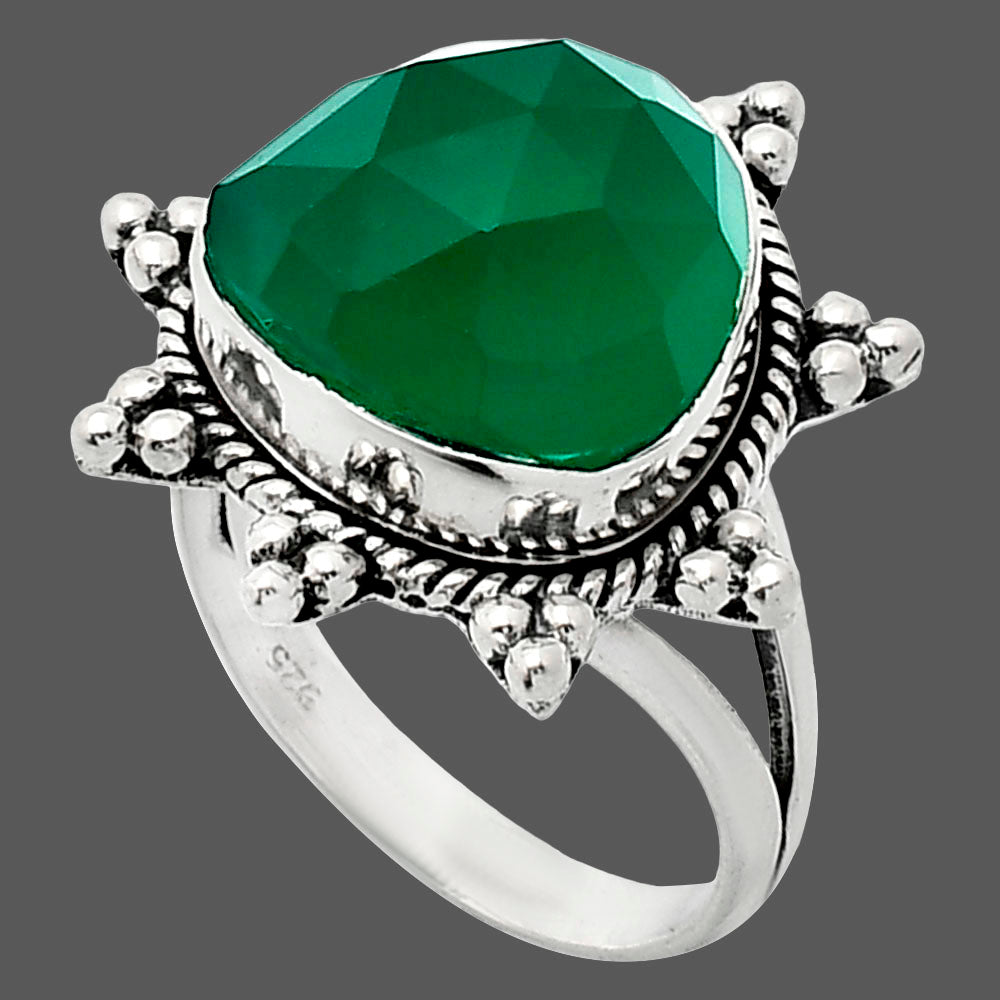 Premium Quality Green Onyx Checker Ring size-8 R-1234 21-ER10273