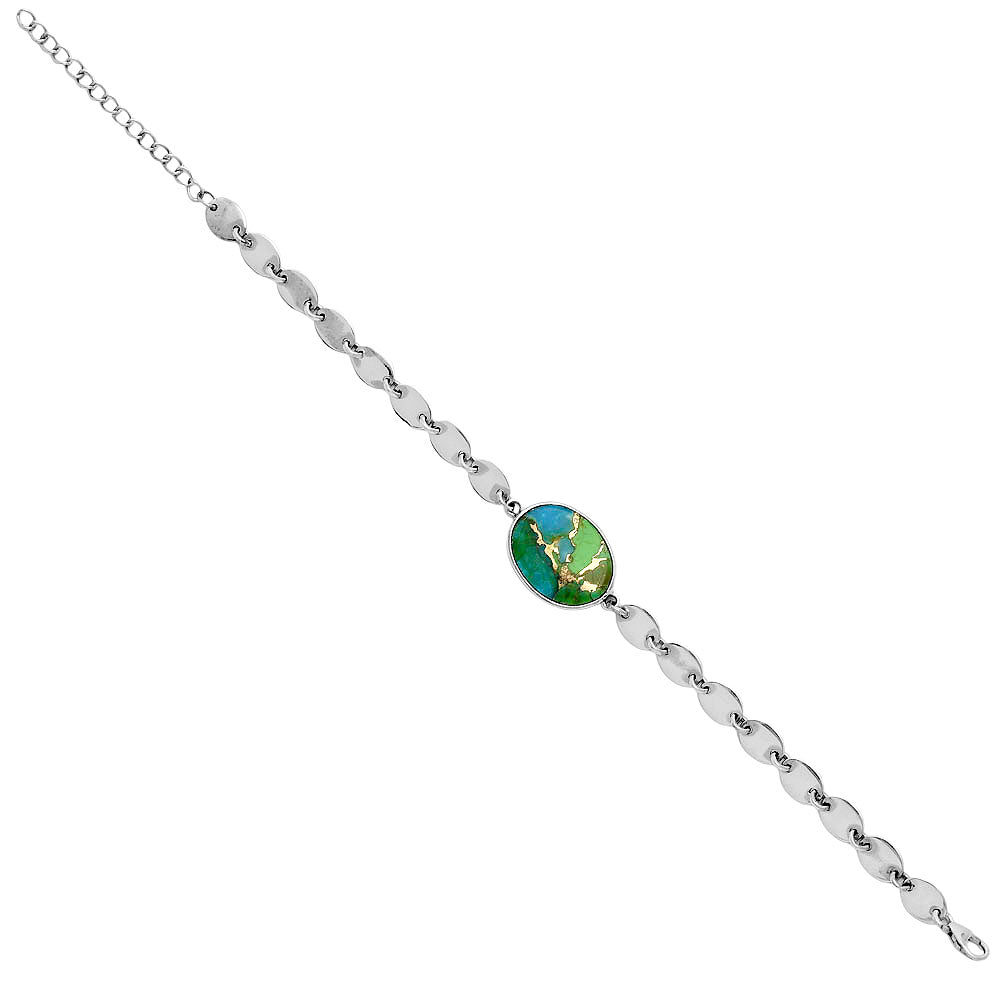 Premium Blue Turquoise In Green Mohave - USA Bracelet B-1044 29-EB10216