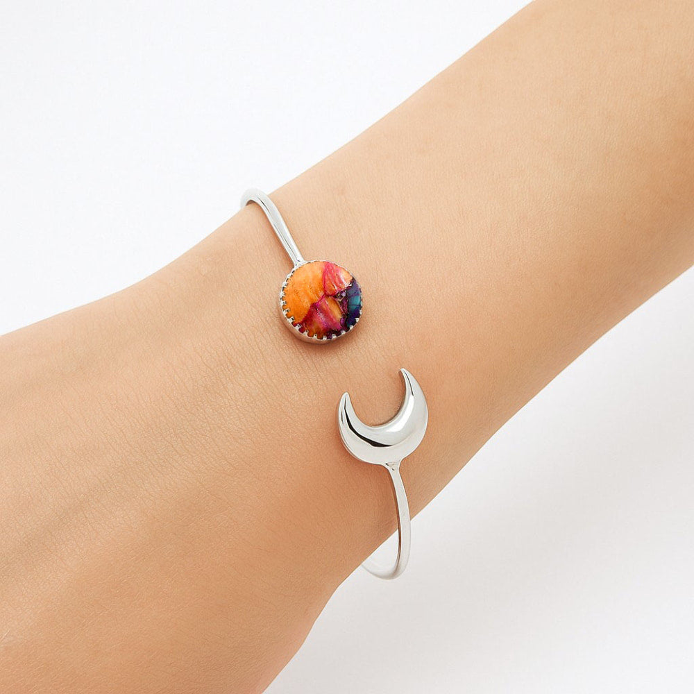 Moon - Kingman Orange Dahlia Turquoise Cuff Bangle Bracelet B-1046 30-EB10237