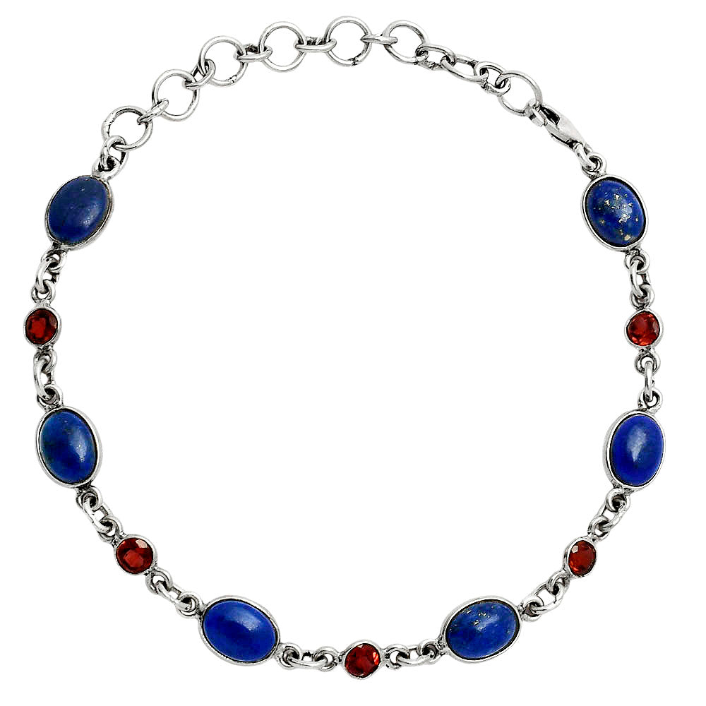 Premium Quality Lapis Lazuli - Afghanistan & Garnet Bracelet B-1006 42-EB10487