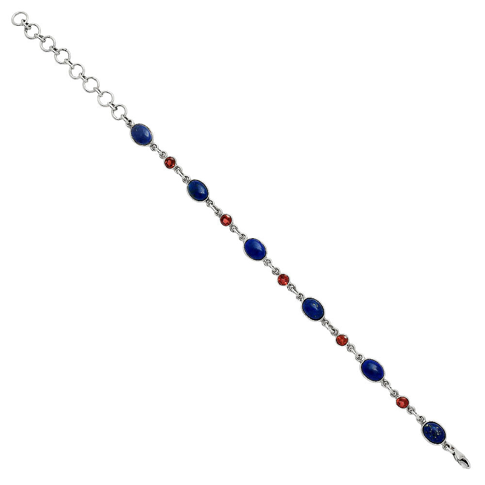 Premium Quality Lapis Lazuli - Afghanistan & Garnet Bracelet B-1006 42-EB10487