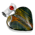Premium Heart Blue Tiger Eye & Garnet Pendant P-1300 51-EP10457