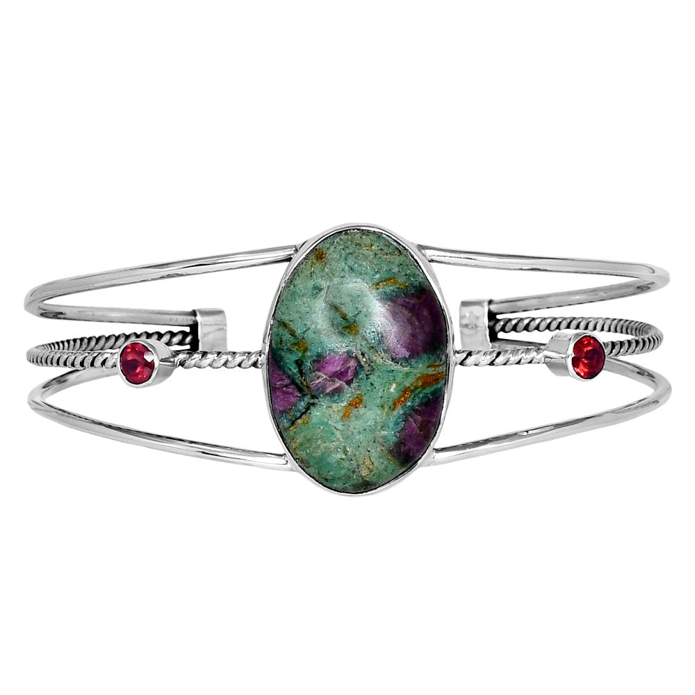 Premium Ruby-In-Fuchsite & Garnet Cuff Bangle Bracelet B-1011 58-EB10591