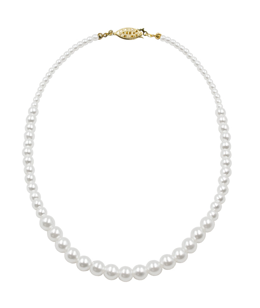 #9590-16 - Graduated Simulated Ivory Pearl Necklace - 16"