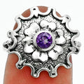Vintage Floral Center Round Gemstone Ring 925 Sterling Silver Handmade AGR1031 R-1737