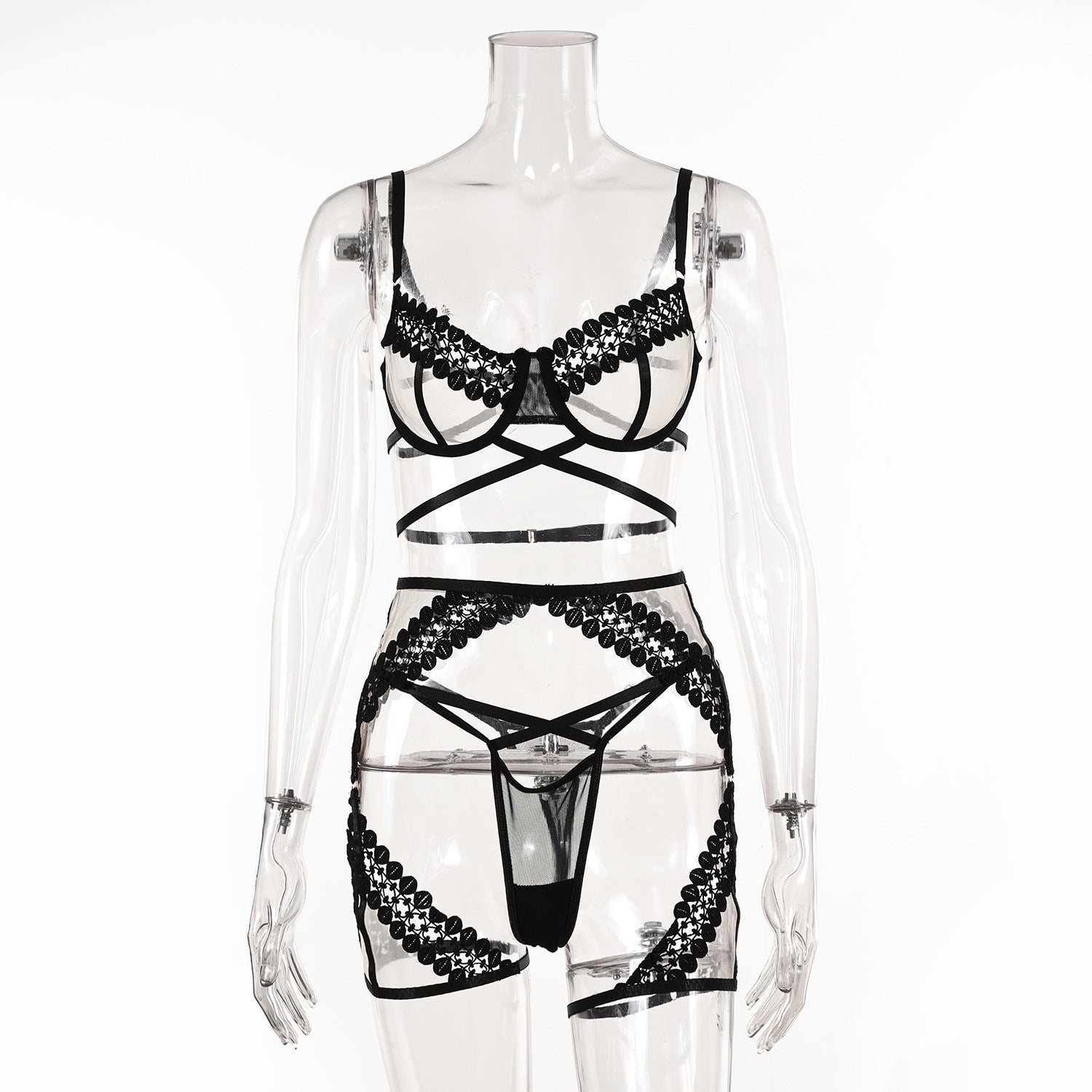 Allure Shadow Bra and Panty Lingerie Set Front View