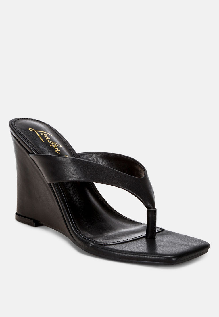 Amilta Square Toe Thong Heels