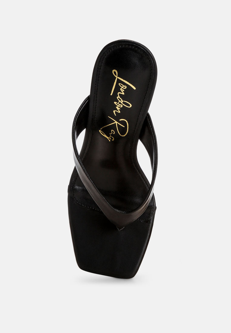 Amilta Square Toe Thong Heels
