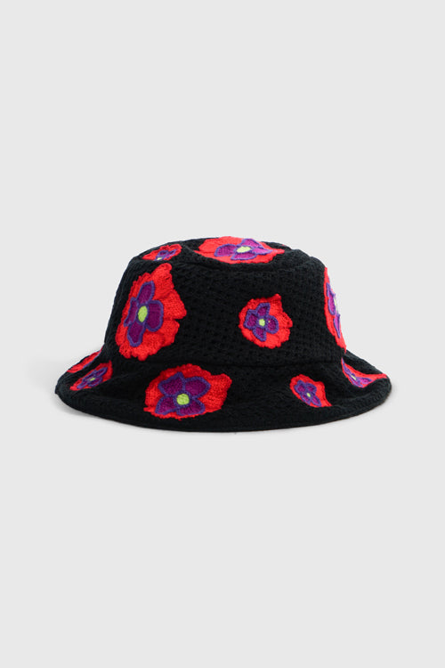 Opium Poppy Flower Crochet Bucket Hat
