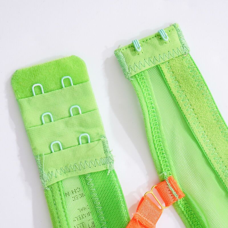 Contrasting Color Design Transparent Mesh Three-Piece Set Crotch Details