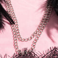 Cupless Metal Chain Bra Three-Piece Set with Feather Belt -Wholesale Lingerie Chain Detials