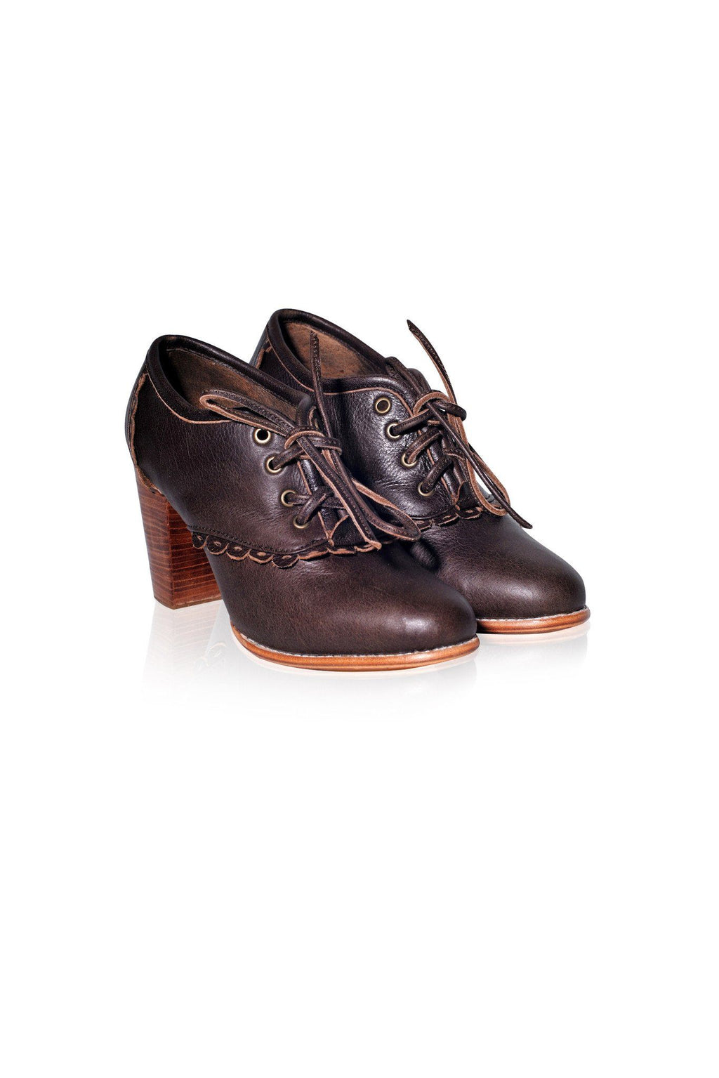 Lace Oxford Leather Heels