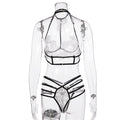 Halter Lace Bra Sexy Lingerie Set Black View