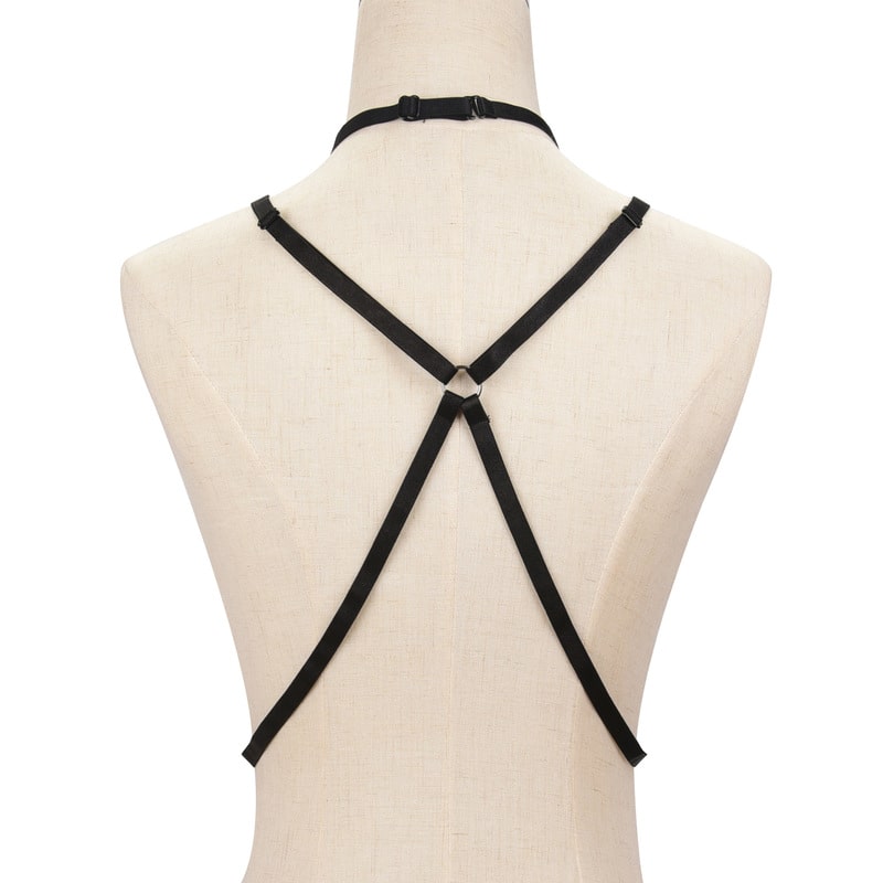 Hollow Strap Cupless Cage Bra Back View