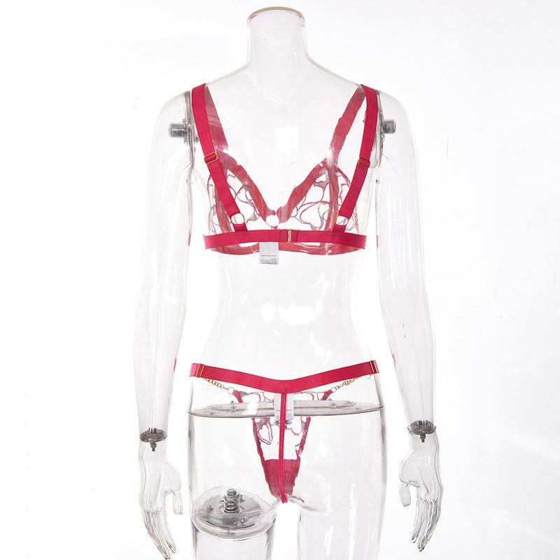HotPink Embroidered Lace Two-Piece Set Back view