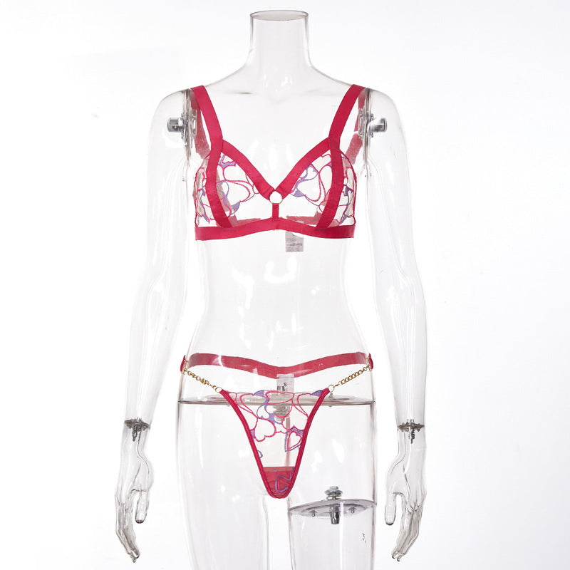 HotPink Embroidered Lace Two-Piece Set Front view