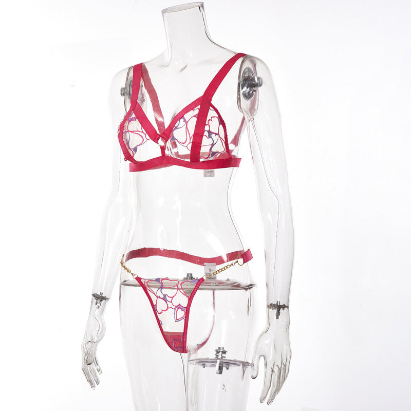 HotPink Embroidered Lace Two-Piece Set Side view