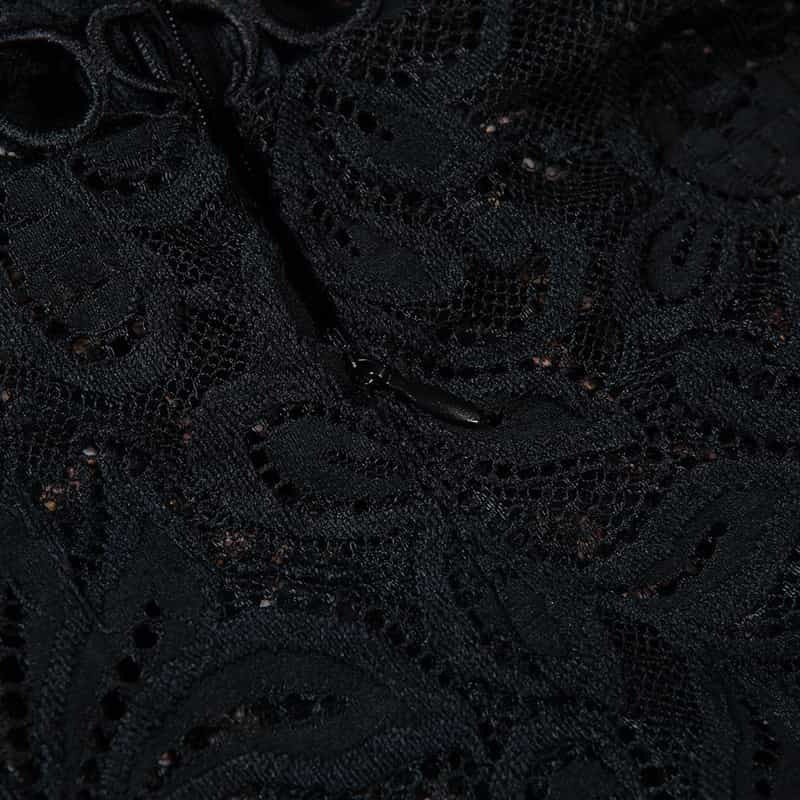 Lace Cutout Deep V Long Sleeve Bodysuit Details Of Zipper