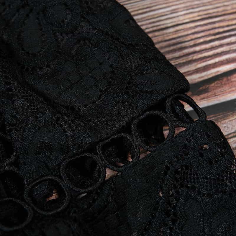 Lace Cutout Deep V Long Sleeve Bodysuit Details