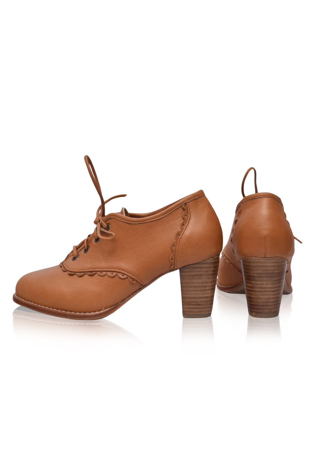Lace Oxford Leather Heels