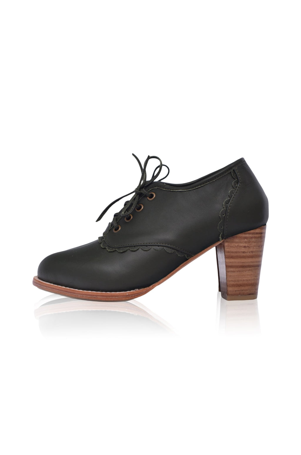 Lace Oxford Leather Heels