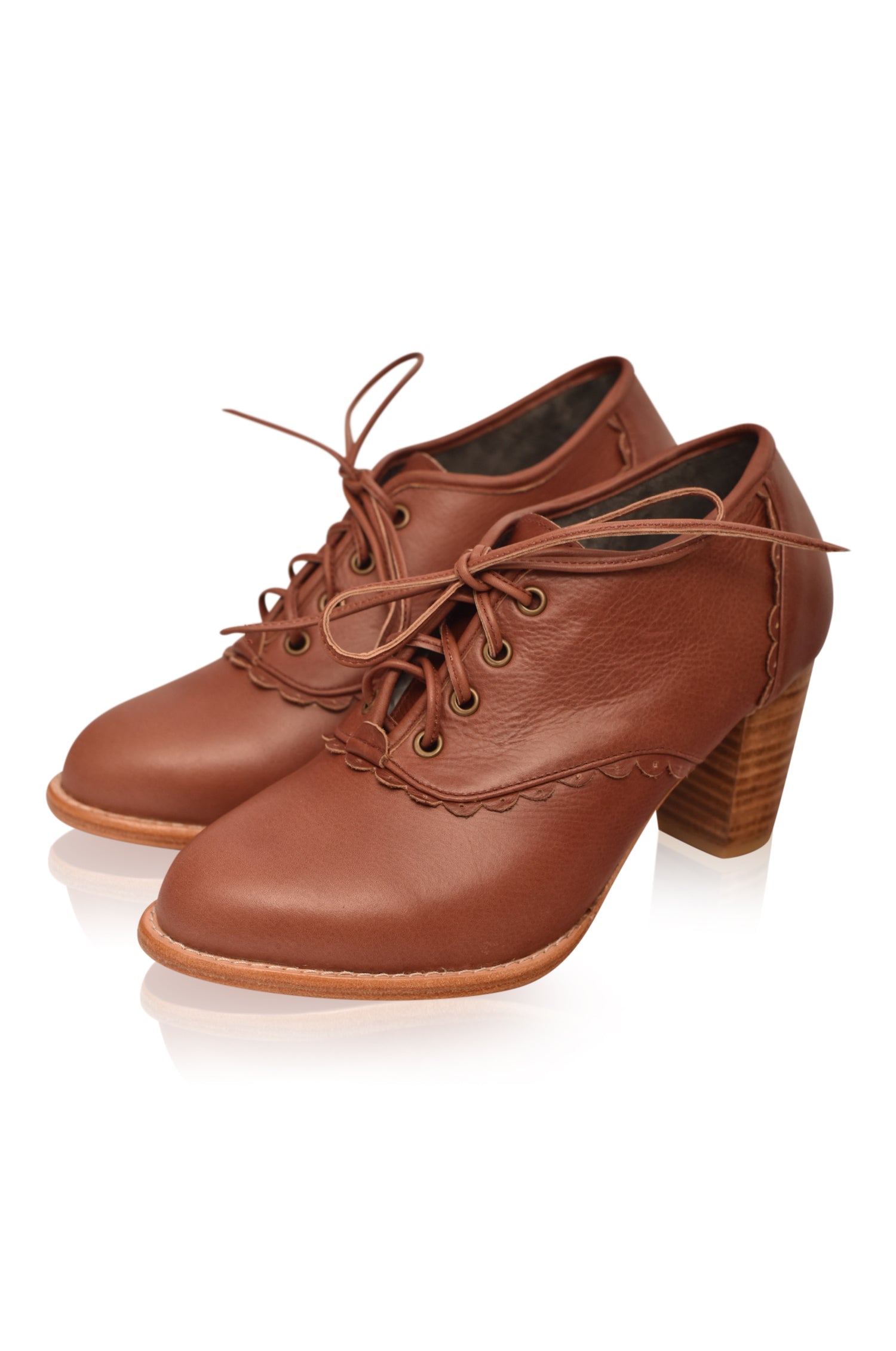 Lace Oxford Leather Heels