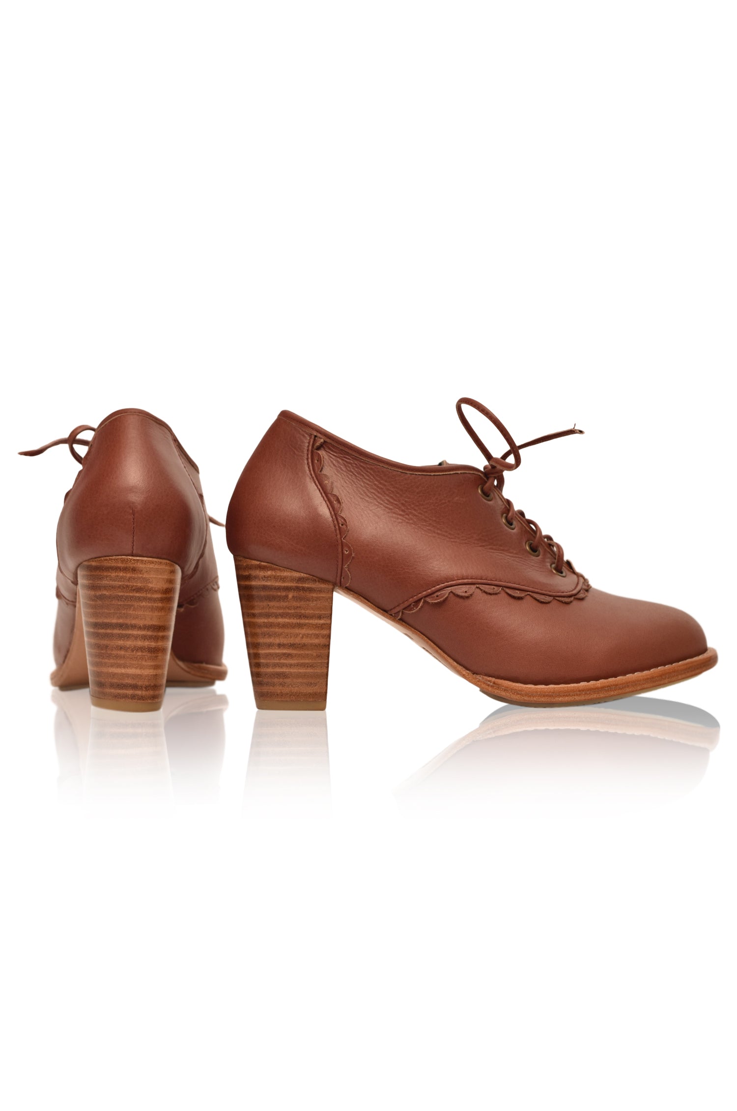 Lace Oxford Leather Heels