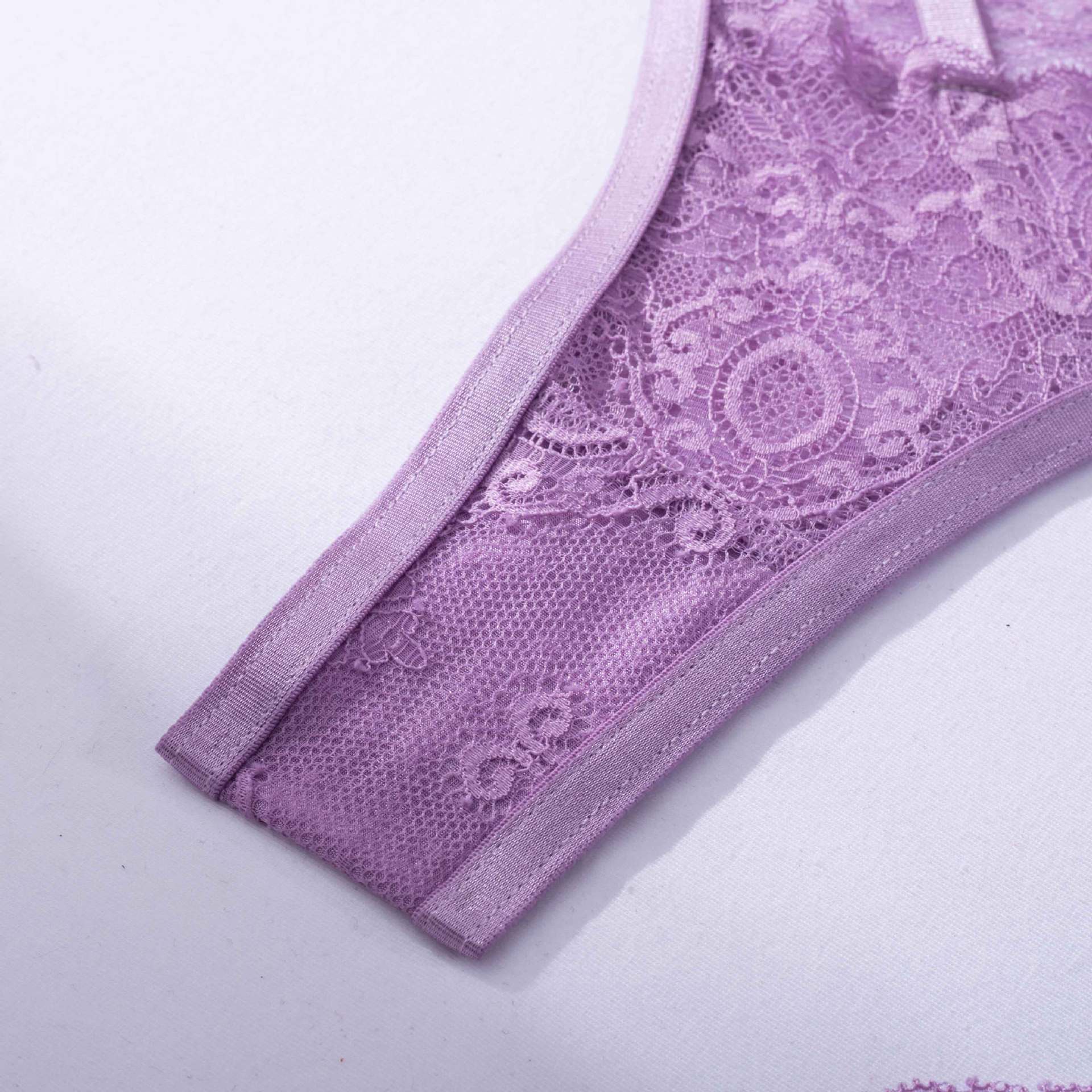 Lavender Whisper Sheer Balconette Lingerie Set Crotch Details