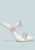 Leonardi Oversized Crystal Baguette Stone Heels