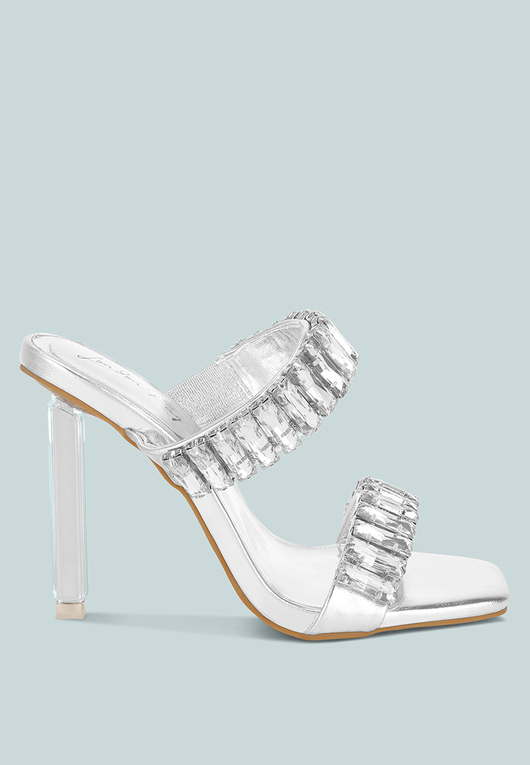 Leonardi Oversized Crystal Baguette Stone Heels