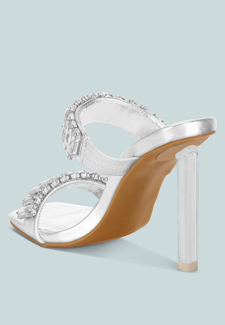 Leonardi Oversized Crystal Baguette Stone Heels