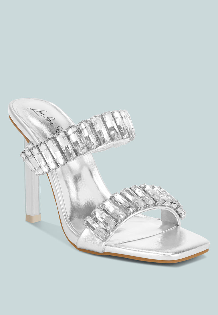 Leonardi Oversized Crystal Baguette Stone Heels