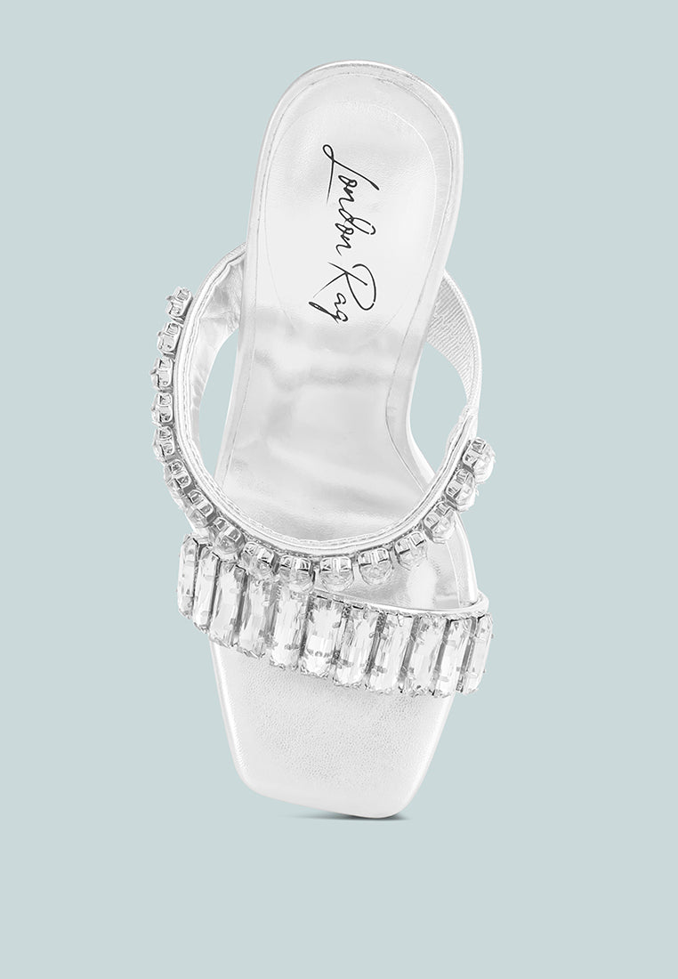 Leonardi Oversized Crystal Baguette Stone Heels