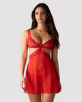 Cupide Desir Red Lace Babydoll & Thong Lingerie Set