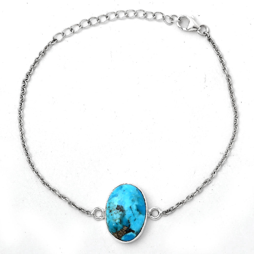 Natural Kingman Turquoise With Pyrite Bracelet B-1023 SDB2858